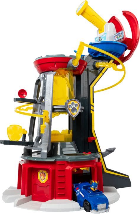 The PAW Patrol Mighty Lookout Tower makes a great gift for any PAW Patrol fan, aged 3 years and over. 3 AAA batteries required (not included). Take the pups on mighty missions with the Mighty Lookout Tower; Includes: 1 Mighty Lookout Tower, 1 Chase Figure, 1 Mighty Pups Vehicle, 6 Zip Line Clips, 1 Sticker Sheet, 1 Instruction Sheet